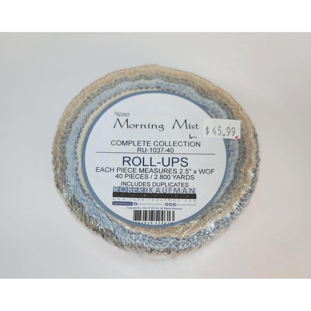 Robert Kaufman Artisan Batiks Morning Mist Roll-Up 40 Pcs 2.5" Fabric RU-1037-40